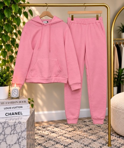 Pink two piece hoodie - pink,